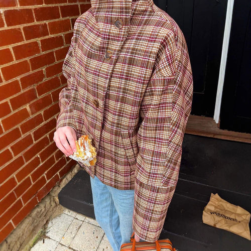 Damen Modische Karojacke im angesagten Oversized-Schnitt Drune