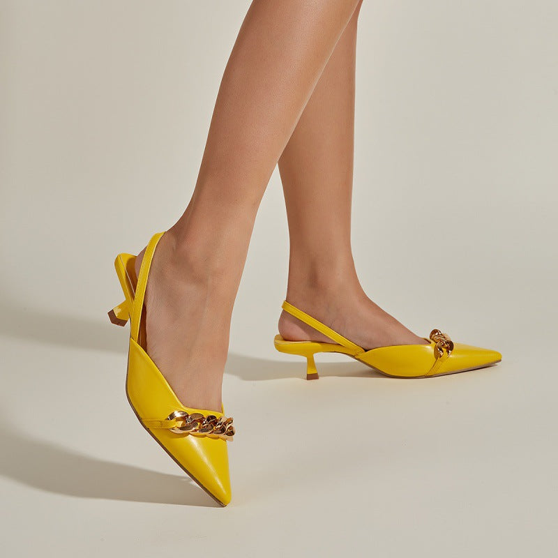 Damen Slingback-Pantoletten mit elegantem Kettendetail und verstellbarem Riemendesign Drune