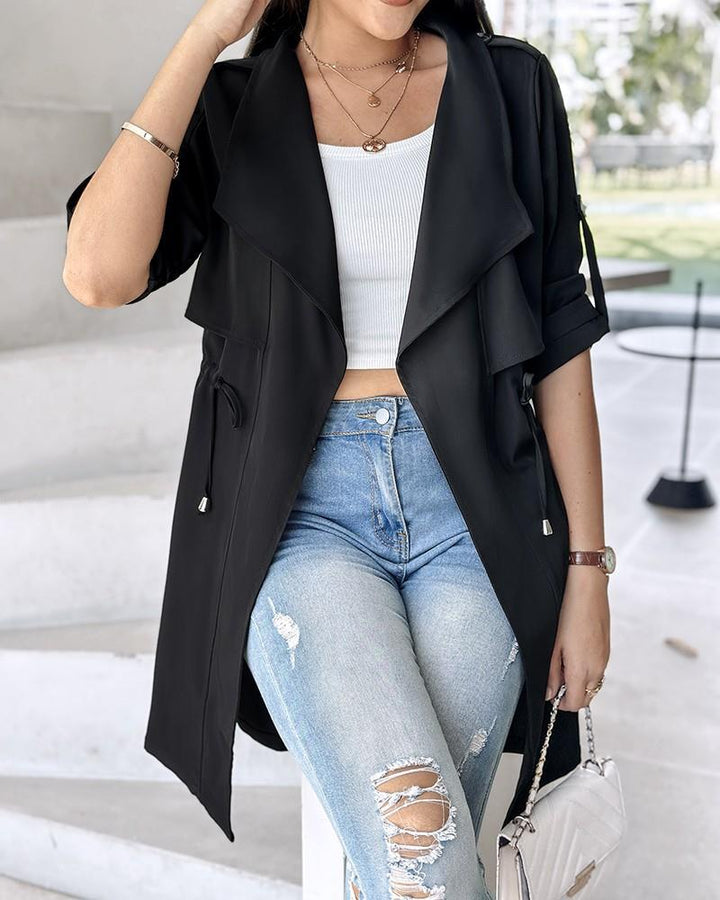 Damen Modische Trenchjacke mit lässigem Schnitt und praktischen Taschen Drune