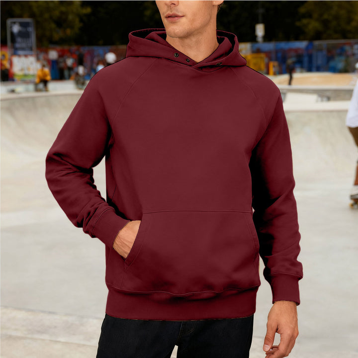 Herren nan Sweatstoff Kapuzenpullover mit Raglanärmeln, Kängurutasche und verstärktem Saum Drune