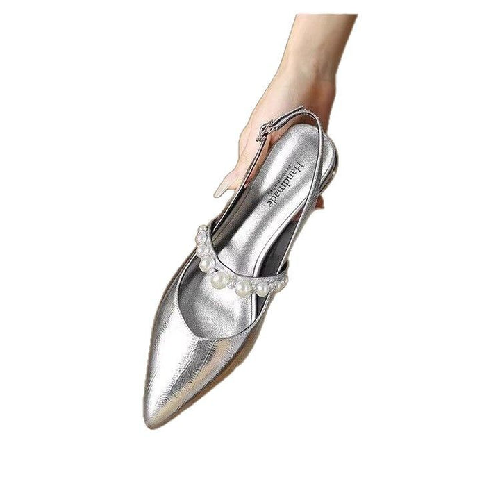 Damen spitze Slingback‑Mules mit Perlenriemen und skulpturalem Absatz Drune