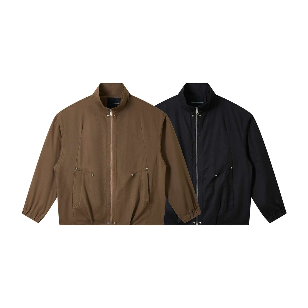 Herren Kurz geschnittener Utility-Blouson mit hohem Funnelkragen und Pattentaschen Drune