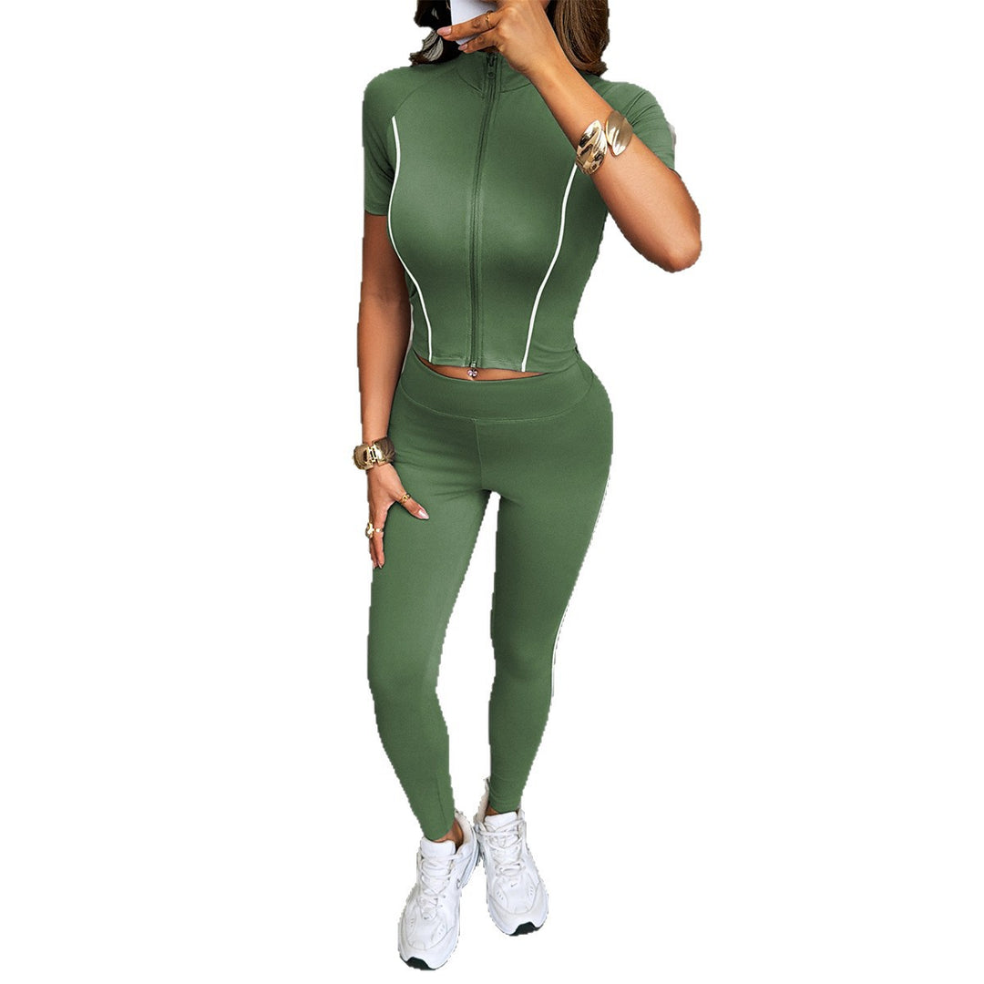 Damen Sportliches Set mit kurzem Oberteil und enganliegenden Leggings Drune