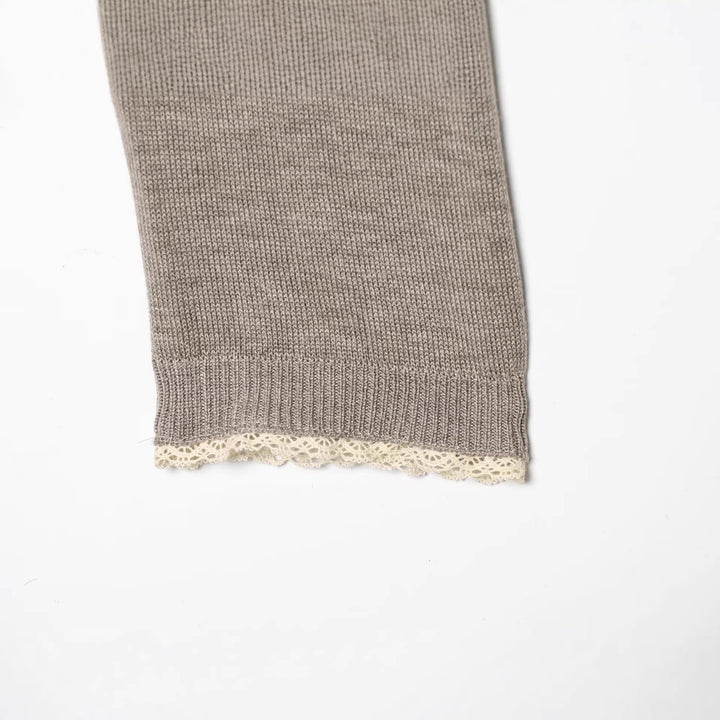 Damen Feinstrick-Cropped-Cardigan mit Spitzenbesatz und Rundhalsausschnitt Drune
