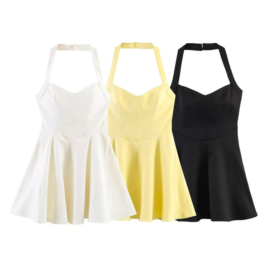 Damen A-Linien Kleid mit Halterneck und figurbetonter Silhouette Drune