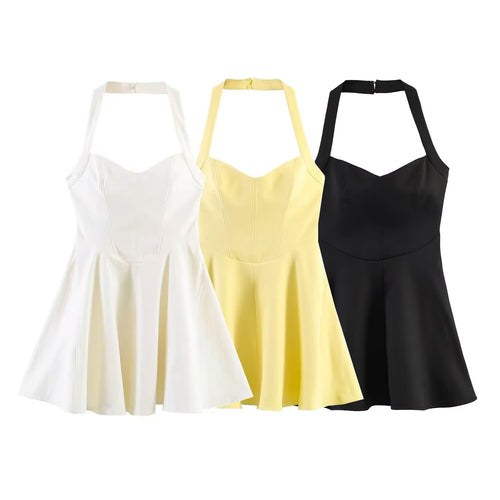 Damen A-Linien Kleid mit Halterneck und figurbetonter Silhouette Drune