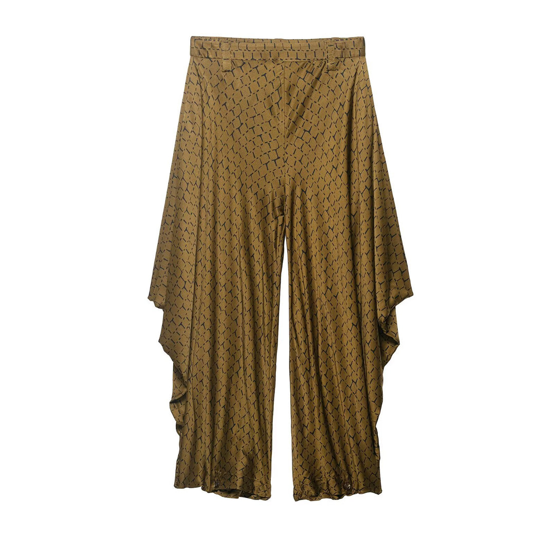 Damen Weite Palazzo-Hose mit asymmetrischem Volantsaum Drune