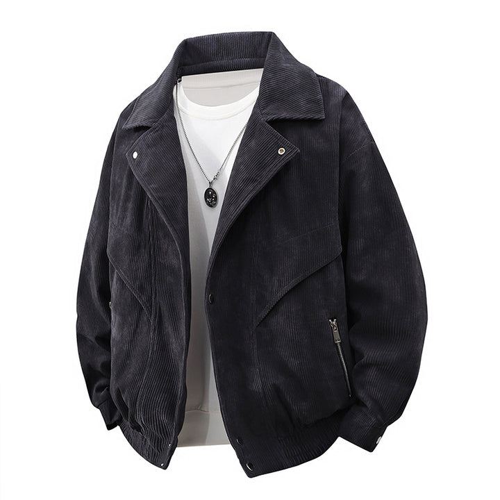 Herren Oversize-Cordblouson mit breitem Reverskragen, Reißverschlusstaschen und elastischem Saum Drune