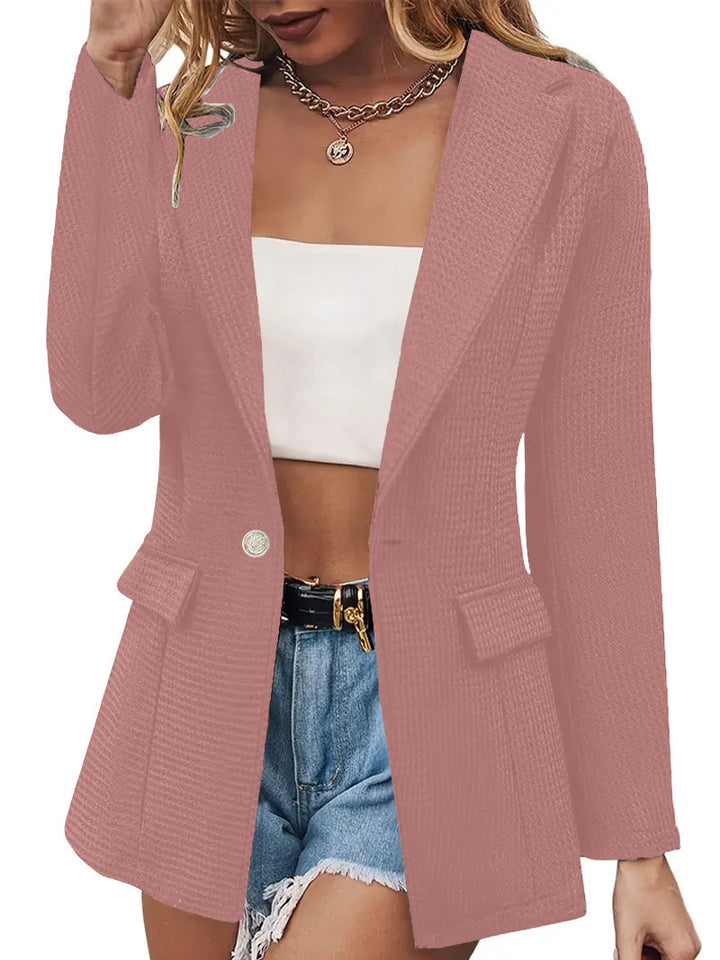 Damen eleganter Blazer mit strukturierter Textur und Taschen Drune