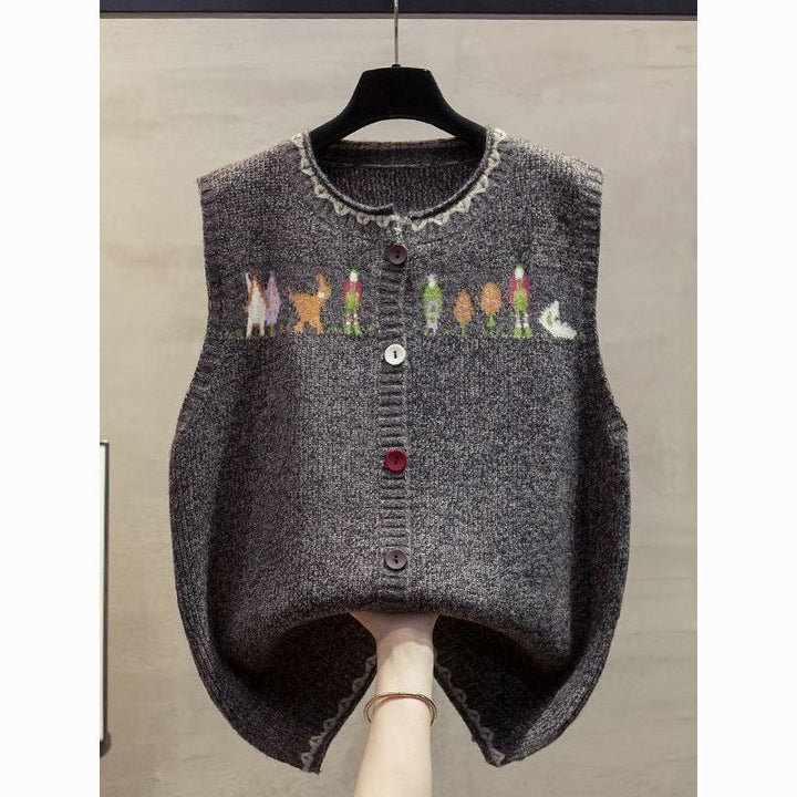 Damen Strickweste mit verspieltem Motiv Drune