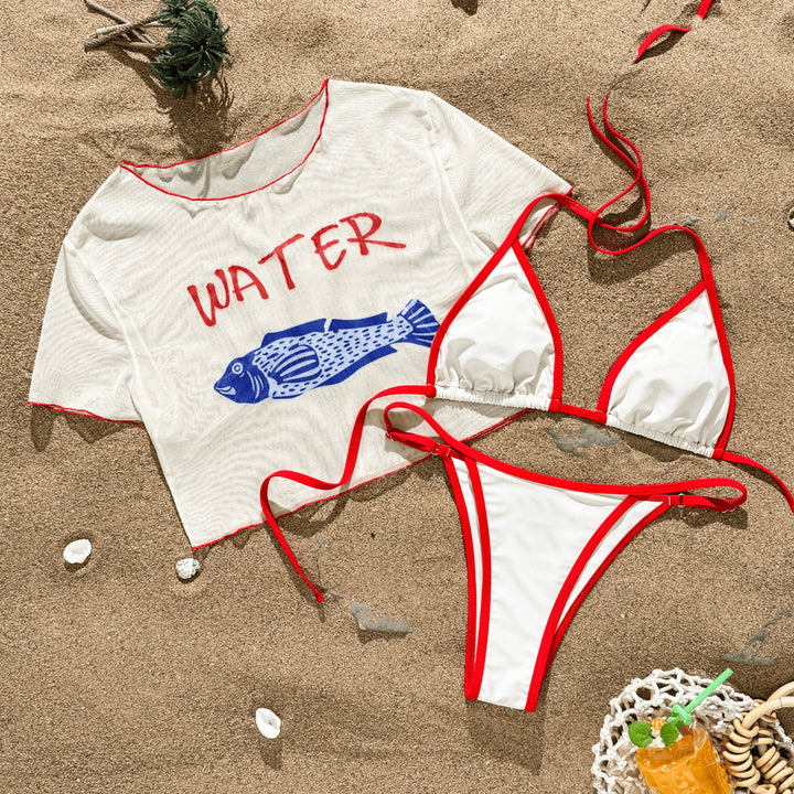 Damen Bikiniset mit bedrucktem Crop-Top Drune