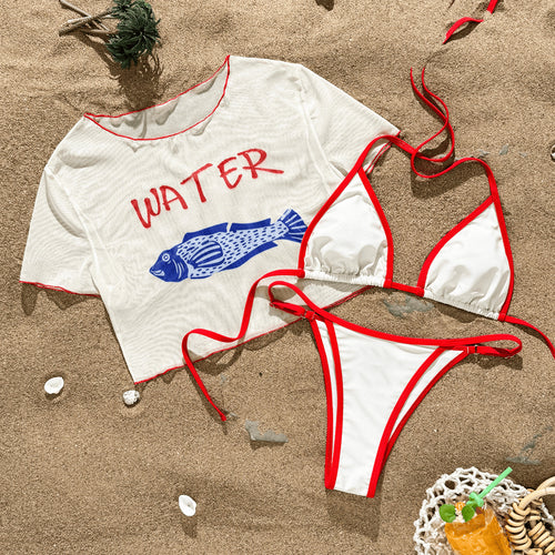 Damen Bikiniset mit bedrucktem Crop-Top Drune