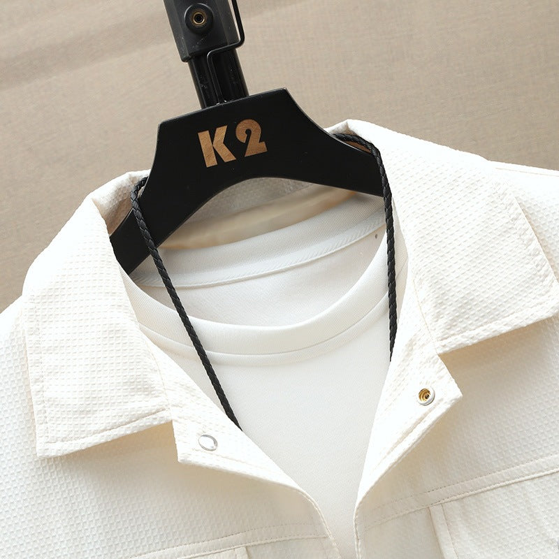 Herren Texturiertes Overshirt im Boxy‑Cut mit Druckknopfleiste & Pattentaschen Drune