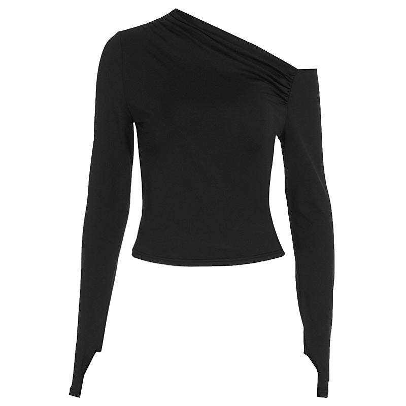 Damen Elegantes asymmetrisches Langarmoberteil Drune