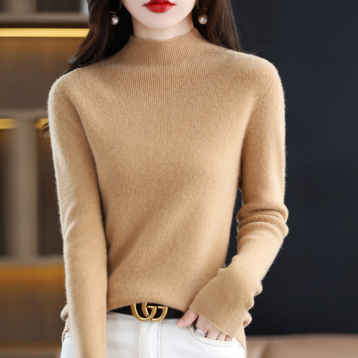 Damen Schmal geschnittener Mockneck-Pullover aus kaschmirähnlichem Feinstrick Drune