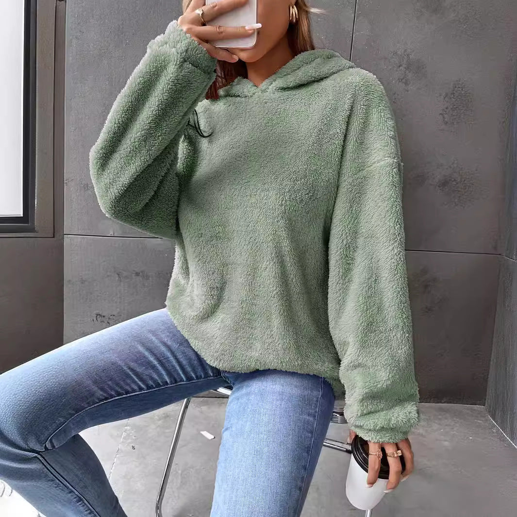 Damen Kuscheliger Hoodie mit Peter Pan Kragen Drune