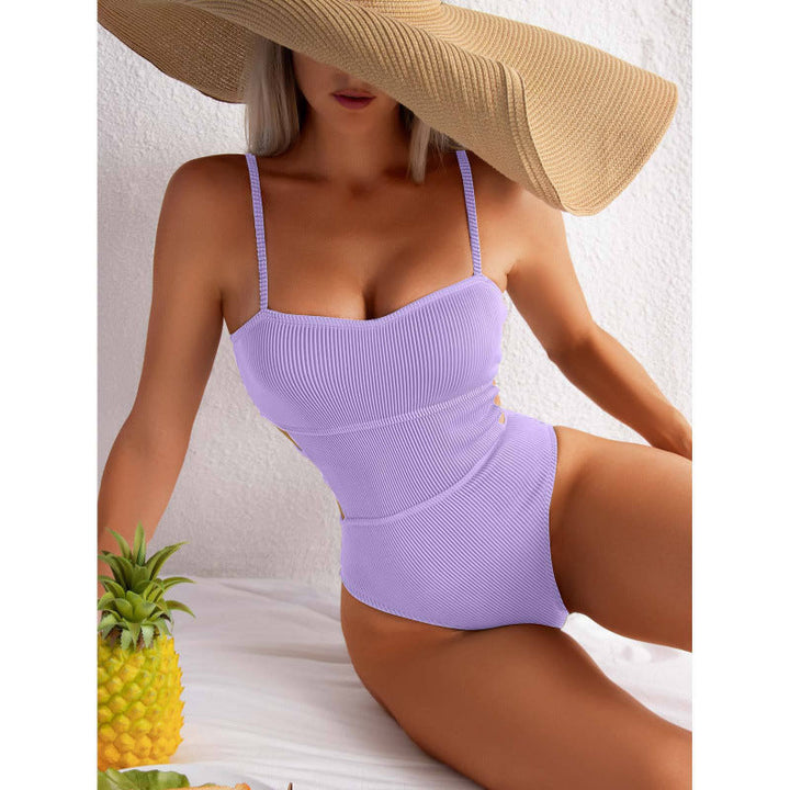 Damen Einteiler Badeanzug mit elegantem Rippendesign und figurschmeichelnder Silhouette Drune