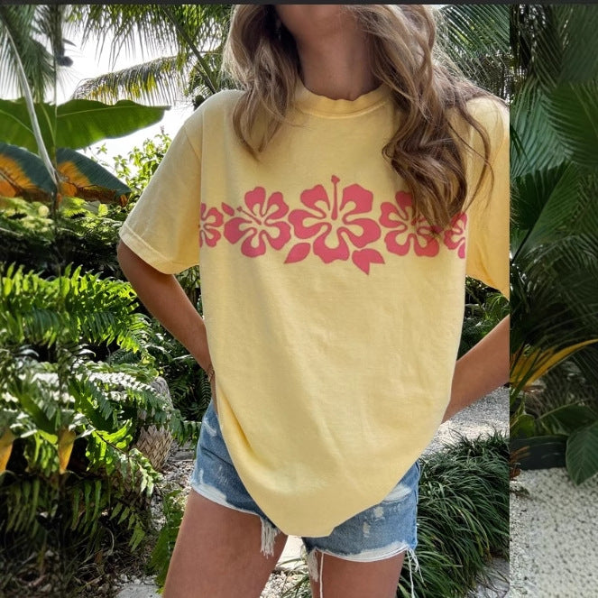 Damen T-Shirt mit floralem Grafikdruck Drune