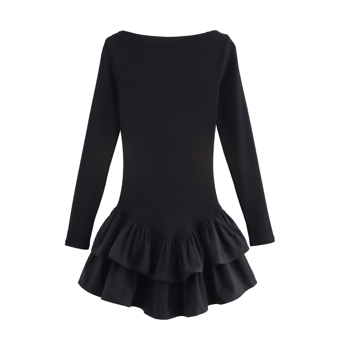 Damen Figurbetontes Minikleid mit Stufenvolants und U‑Boot‑Ausschnitt Drune