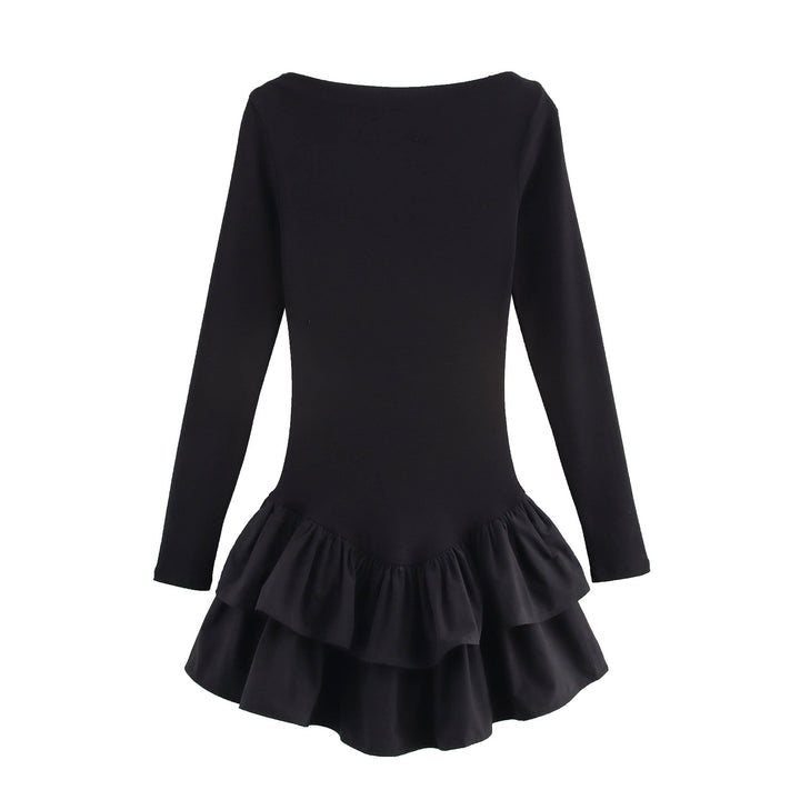 Damen Figurbetontes Minikleid mit Stufenvolants und U‑Boot‑Ausschnitt Drune