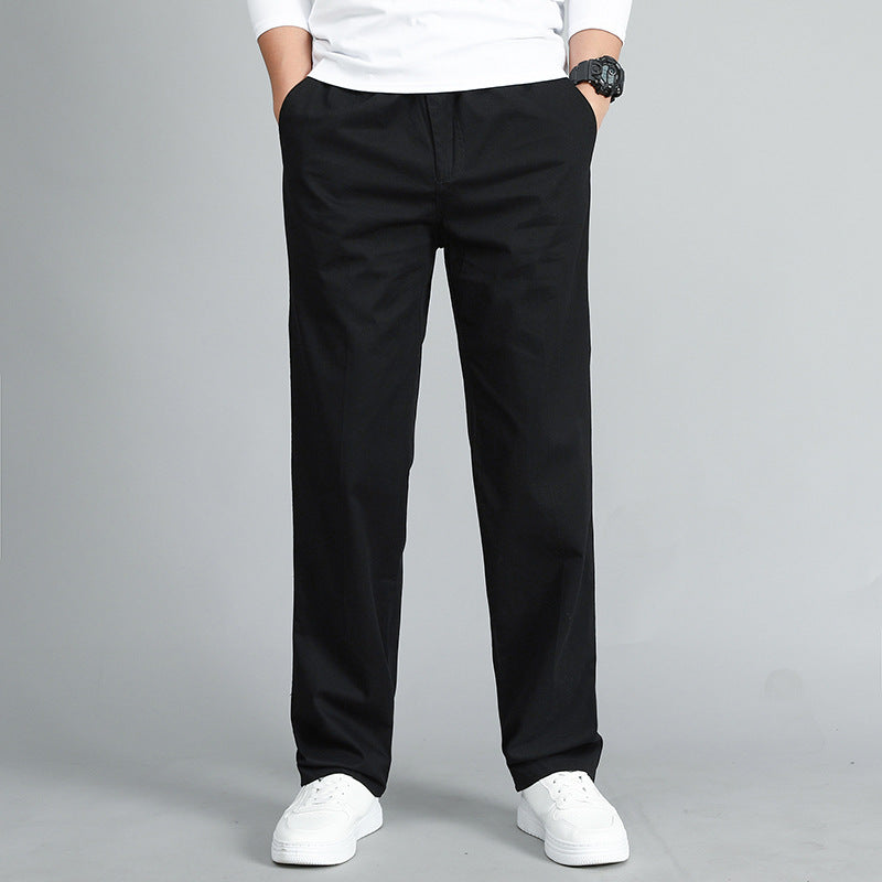 Herren Locker geschnittene Baumwoll‑Chinohose mit elastischem Bund und Seitentaschen Drune