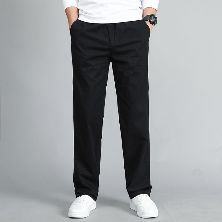 Herren Locker geschnittene Baumwoll‑Chinohose mit elastischem Bund und Seitentaschen Drune
