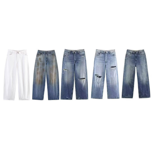 Damen hochwertige Destroyed Jeans im lässigen Baggy-Stil mit modernen Akzenten Drune