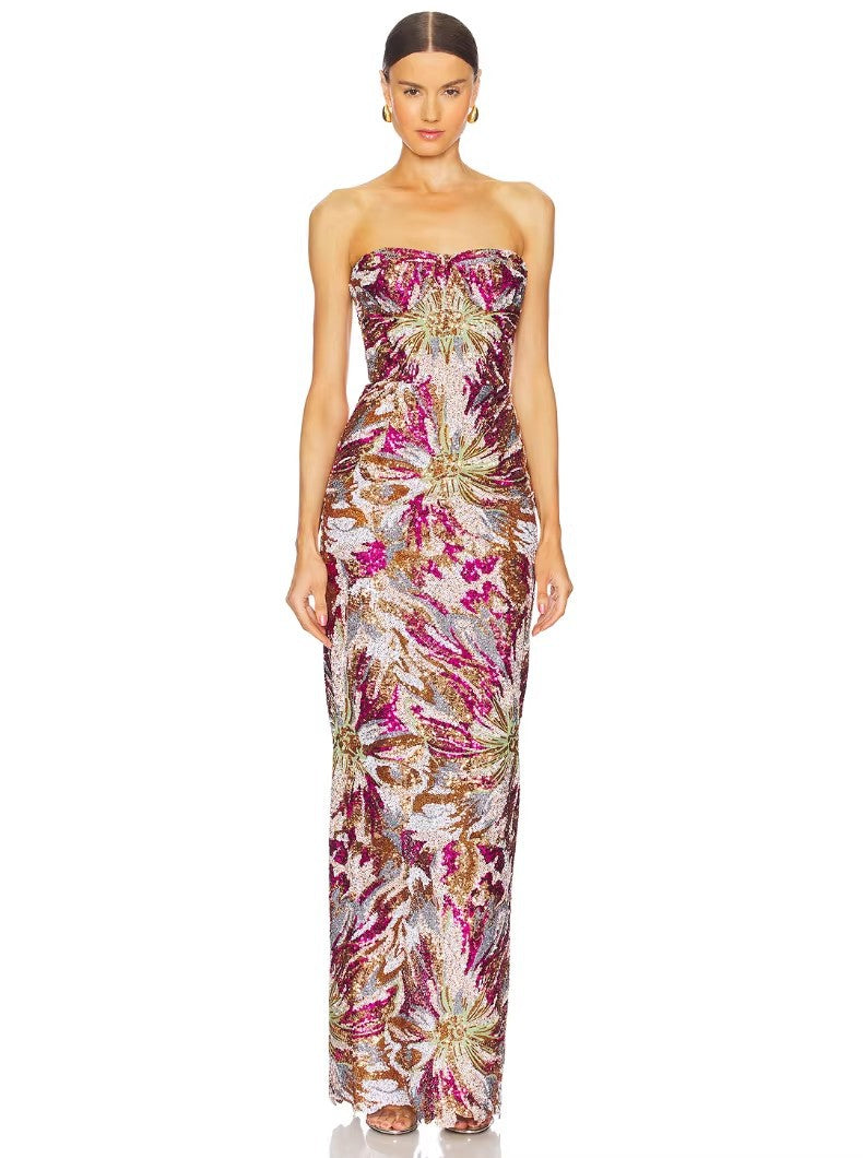 Damen Glamouröses Abendkleid mit schillernden Pailletten und taillierter Silhouette Drune