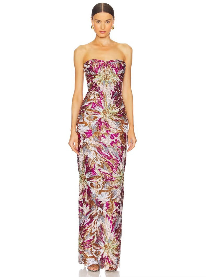 Damen Glamouröses Abendkleid mit schillernden Pailletten und taillierter Silhouette Drune