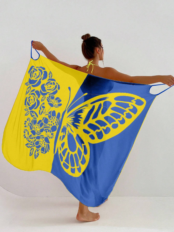 Damen Strandtuch mit elegantem Schmetterlingsdruck Drune