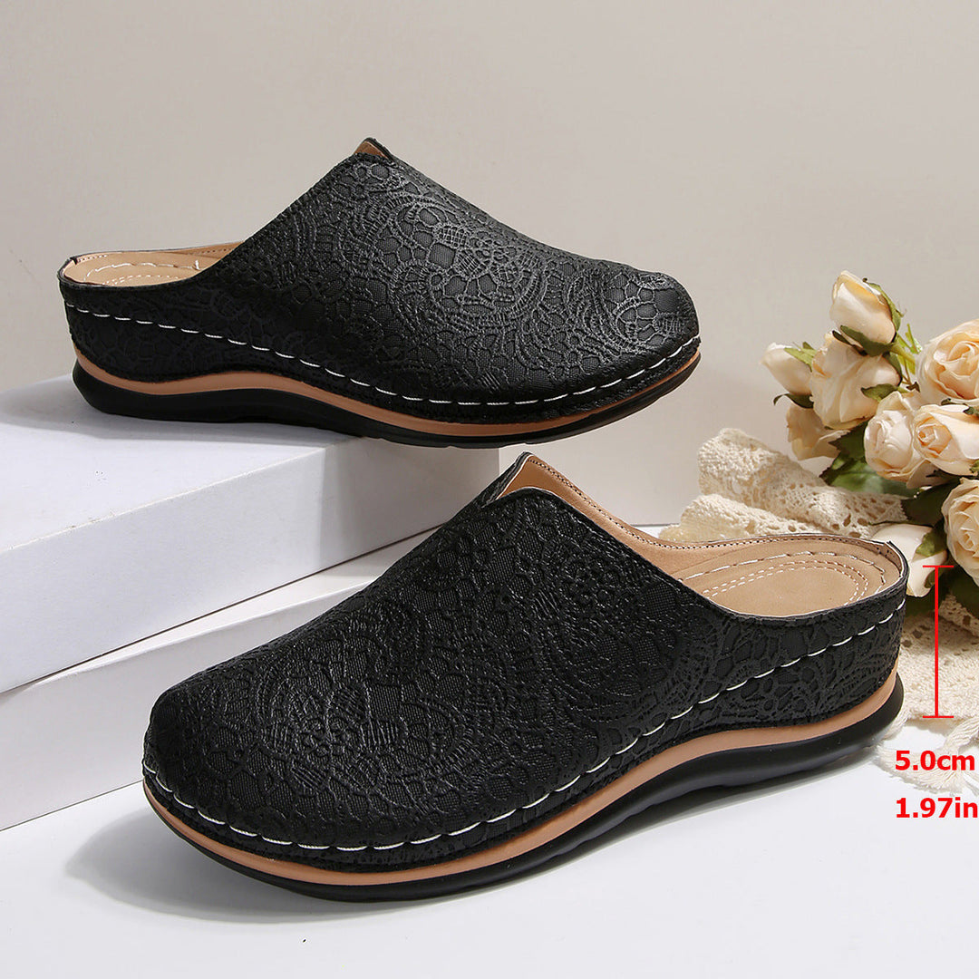 Damen Komfortable Clogs mit eleganter Spitzenstruktur und ergonomischem Fußbett Drune