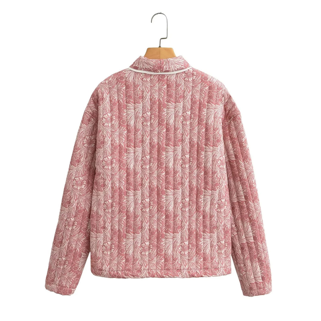 Damen Modische gesteppt Jacke mit floralem Muster Drune