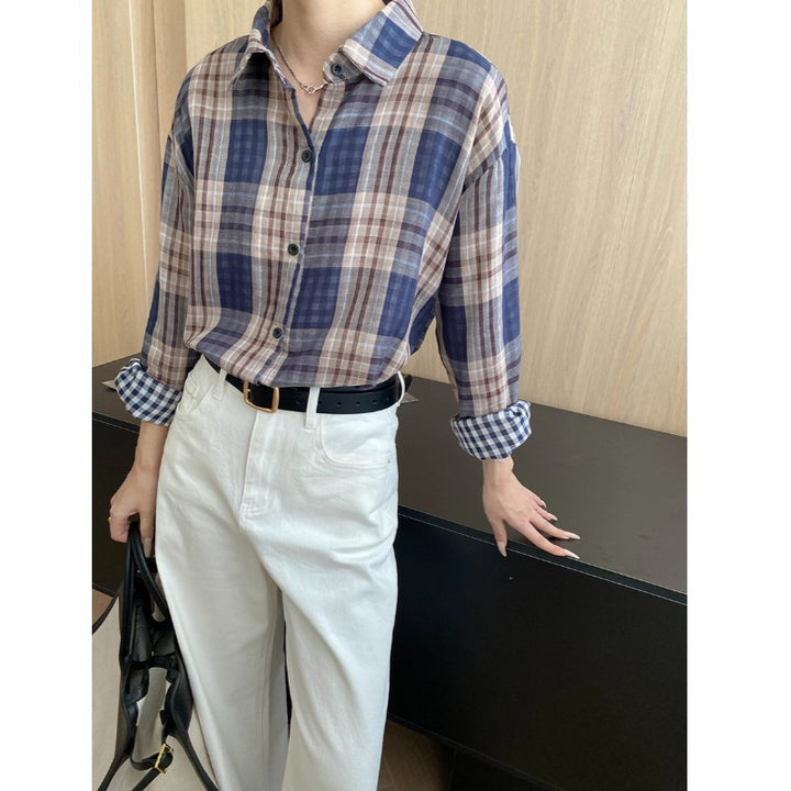 Damen karierte Overshirt mit modischem Schnitt und lässigen Details Drune