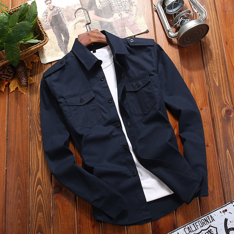 Herren Military-Hemdjacke mit Schulterklappen und Pattentaschen Drune