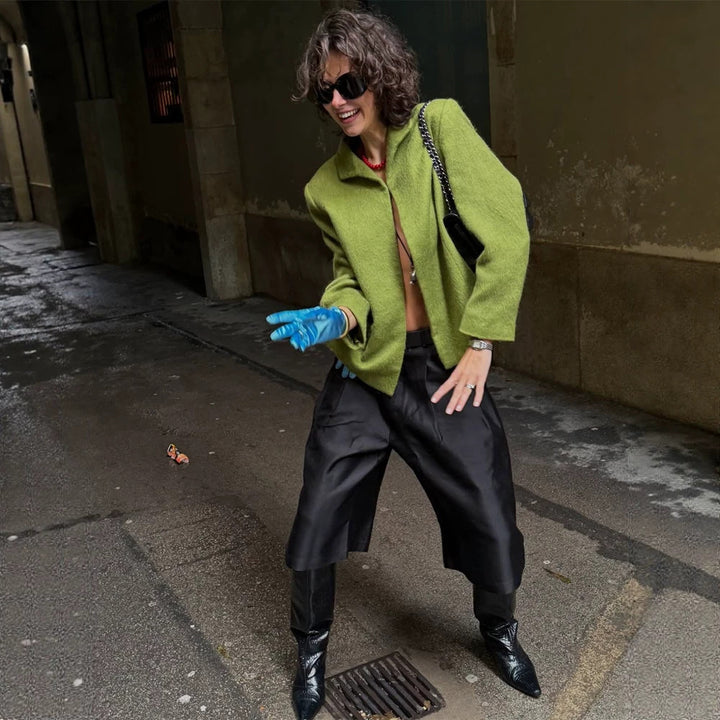 Damen Kurzblazer aus strukturiertem Bouclé mit kastiger Silhouette Drune
