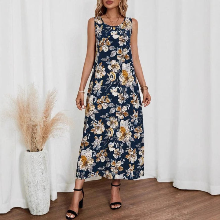 Damen Langes Sommerkleid mit floralem Muster und elegantem Schnitt Drune