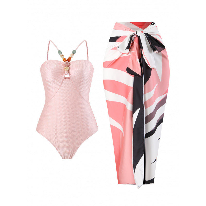 Damen Bandeau-Badeanzug mit asymmetrischem Rock Drune