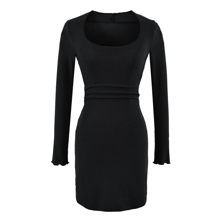 Damen Figurbetontes Midikleid mit Quadrat-Ausschnitt und Taillenraffung Drune