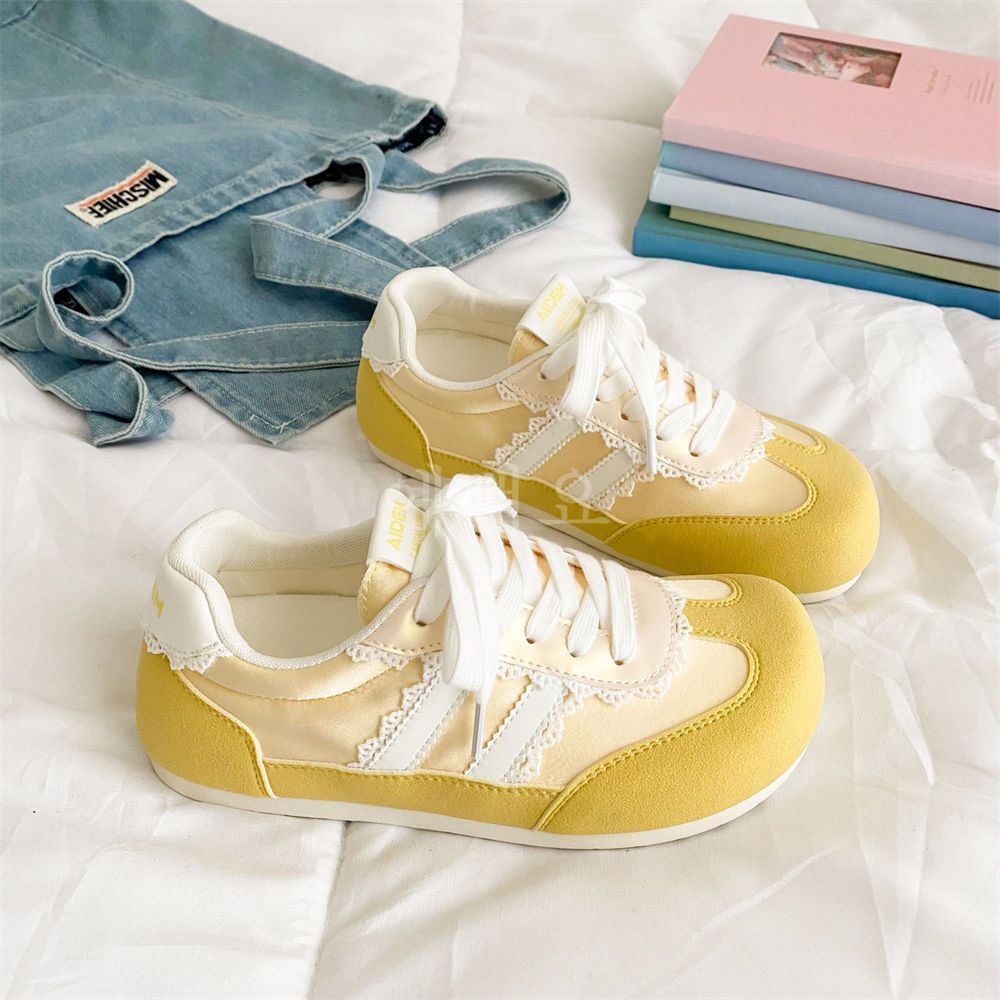 Damen Retro Sneaker mit Spitzen-Details Drune