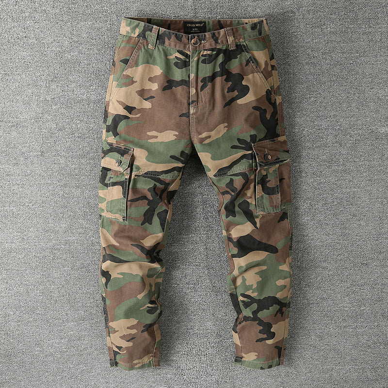 Herren Cargohose mit taktischem Tarnmuster und mehreren Klappentaschen Drune