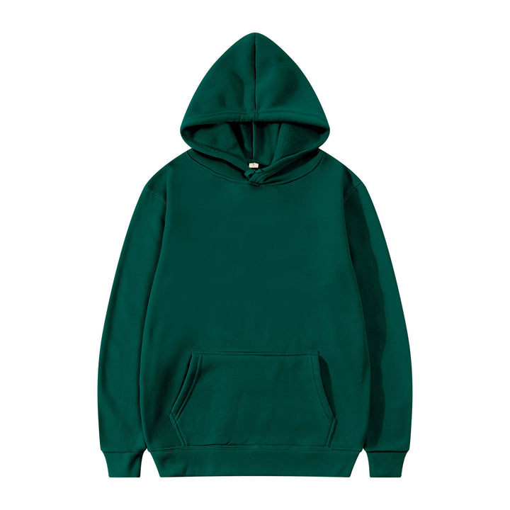 Unisex schlichter Kapuzenpullover mit Kängurutasche, gerippten Bündchen und relaxed Fit Drune