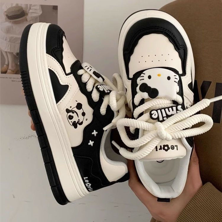 Damen Chunky-Sneaker mit Panda-Motiv, gepolstertem Innenfutter und robuster Profilsohle Drune