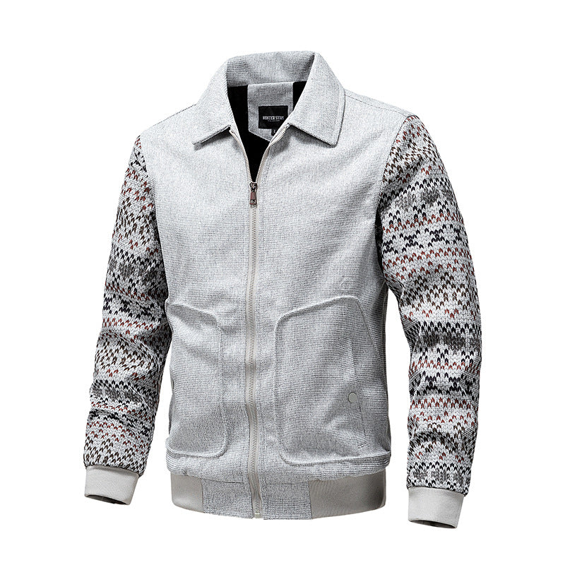 Herren Strick-Blousonjacke mit Reißverschluss, geripptem Saum & Norwegerärmeln Drune