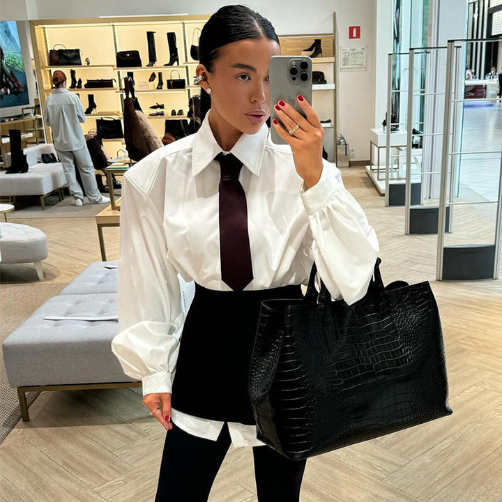 Damen Oversized Bluse mit voluminösen Ärmeln Drune