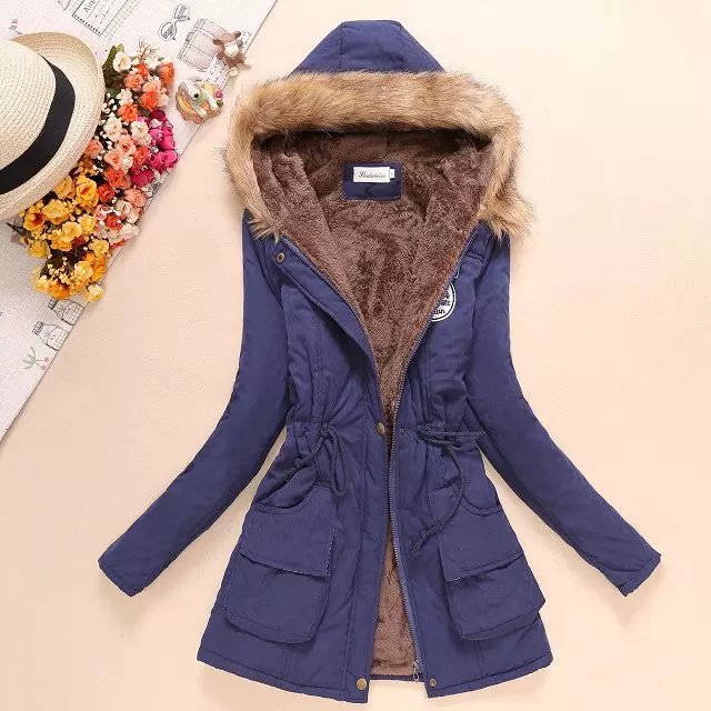 Damen nan gefütterter Parka mit Kunstfellkapuze, Sherpa-Innenfutter und taillierendem Kordelzug Drune