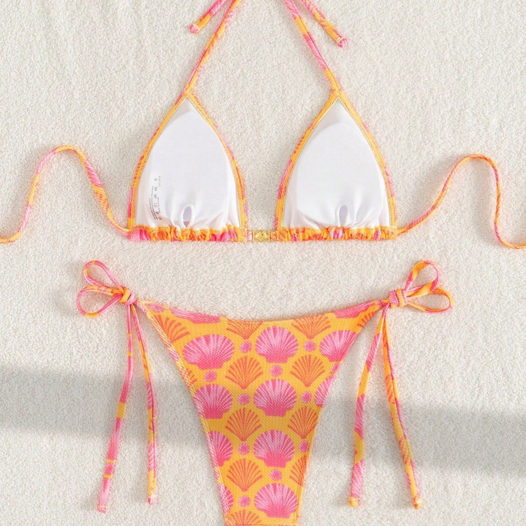 Damen Triangel-Bikini mit Muschel-Print und freundlichem Schnitt Drune