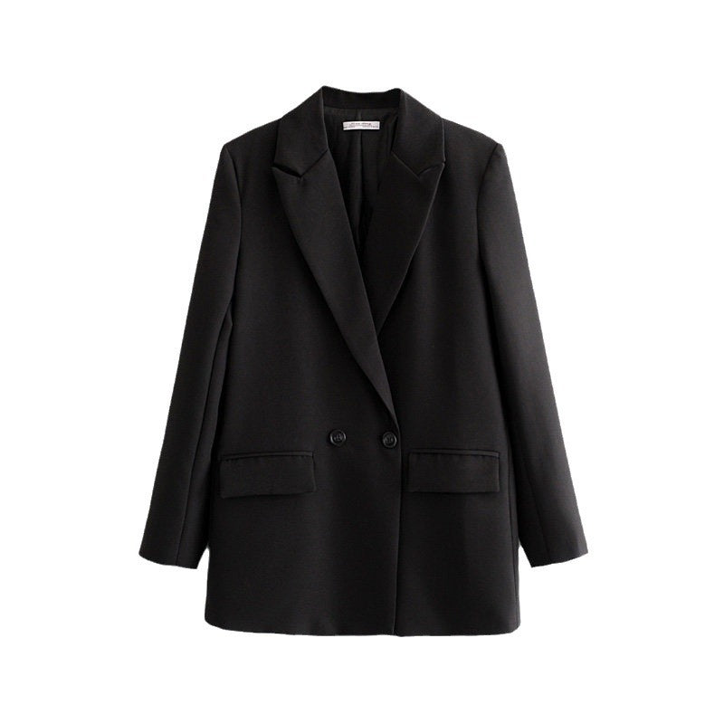 Damen Langer Oversize-Blazer mit markantem Revers, Pattentaschen und leichter Schulterpolsterung Drune