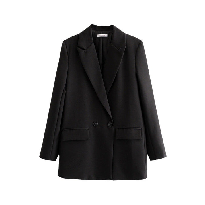 Damen Langer Oversize-Blazer mit markantem Revers, Pattentaschen und leichter Schulterpolsterung Drune