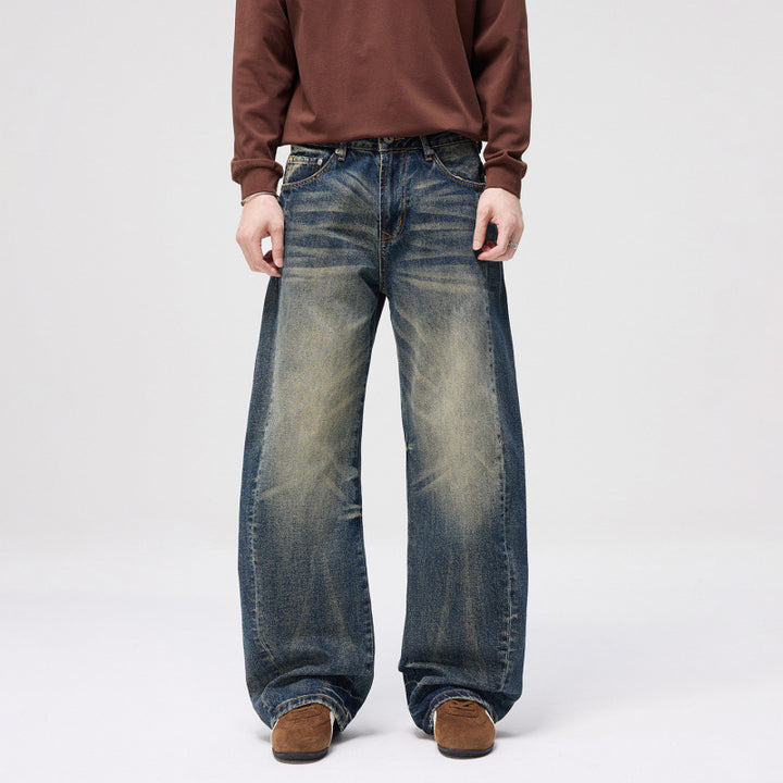 Damen High-Waist Ballon-Jeans mit Used-Waschung und weitem Statement-Bein Drune