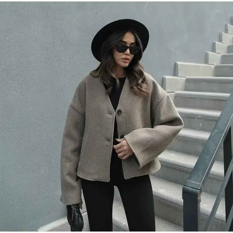 Damen Oversized Wolle-Blazer Drune